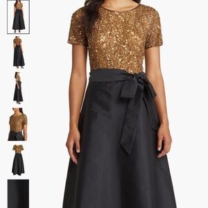 Pisarro Nights Beaded Bodice Mixed Media Gown, size 10